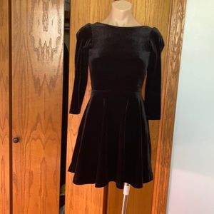 American Apparel black velvet skater dress